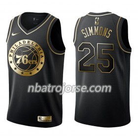 Män Philadelphia 76ers Tröja Ben Simmons 25 Nike Svart Guld Edition Swingman